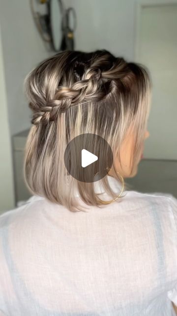 Ekaterina Guerra | Short Hairstyles + Makeup on Instagram: "#hairstyleoftheday 🌸 this is a great way to learn either a Dutch or French braid once you have the traditional down. Just add to the one side to make the braid “hang” from that side😉  Elastics code KATY20 for 20% off🙌🏼   #hair #hairstyles #hairstyleideas #bob #bobhairstyles #springhairstyle #peinados #braidstyles #shorthair #shorthairstyle #shorthairlove #hairstyletutorial" Braid Crown Short Hair, Should Length Hair Styles, Dutch Braids Short Hair, French Braid Short Hair, Greek Goddess Hairstyles, French Braids Tutorial, Side Braids, Medium Hair Braids, Dutch Braid Hairstyles