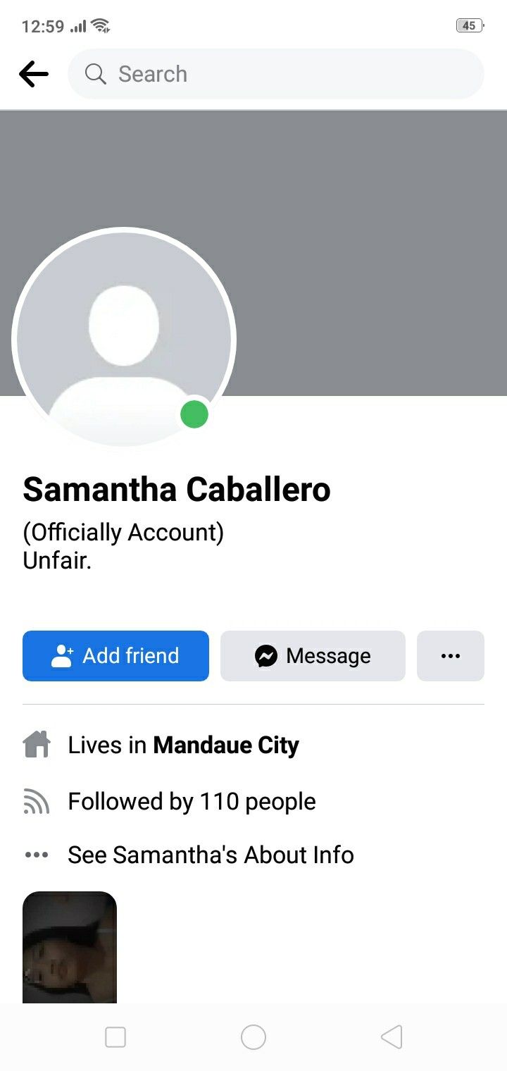 an iphone screen with the text, savannah caballero officially account urfair lives in mandaue city followed by 10 people see samanth's about info