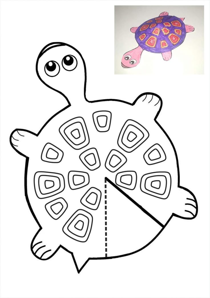 a paper cut out of a turtle with an image of it's head in the background