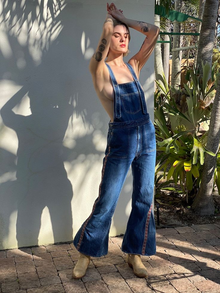 1960s Pants, Womens Overalls, Cute Overalls, Jeans Overall, Fun Pants, Haute Hippie, Festival Tops, Japanese Denim, Bib Overalls