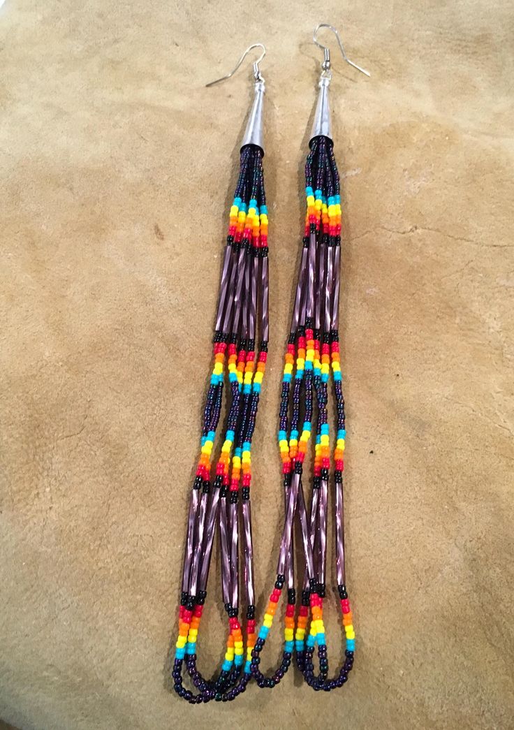 Authentic Beautiful Native American Indian Jewelry Navajo Hand Beaded Long Dangle Earrings. Great for a gift❤️ Handcrafted by Navajo Artist R. Sellers These beautiful earrings are approximately 8" in length and 1" in width. Southwestern Dangling Beads For Jewelry Making, Adjustable Hand-strung Southwestern Beaded Earrings, Multicolor Southwestern Style Dangling Beads, Southwestern Multicolor Dangling Beads, Southwestern Style Multicolor Dangling Beads, Adjustable Southwestern Beaded Earrings, Southwestern Style Beaded Earrings For Festival, Southwestern Multicolor Beaded Earrings, Indian Jewelry Earrings