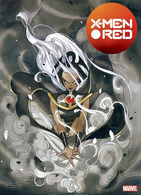 the cover to x - men red, featuring an image of a woman with white hair and