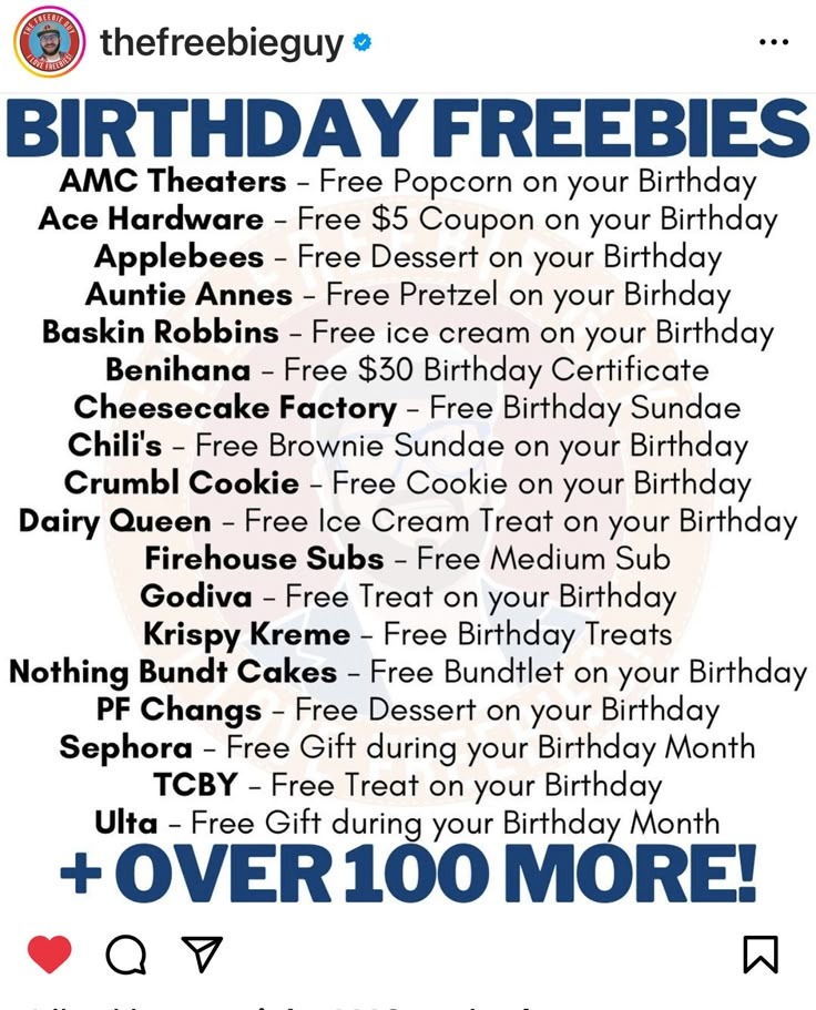 the birthday freebies are available for everyone to enjoy