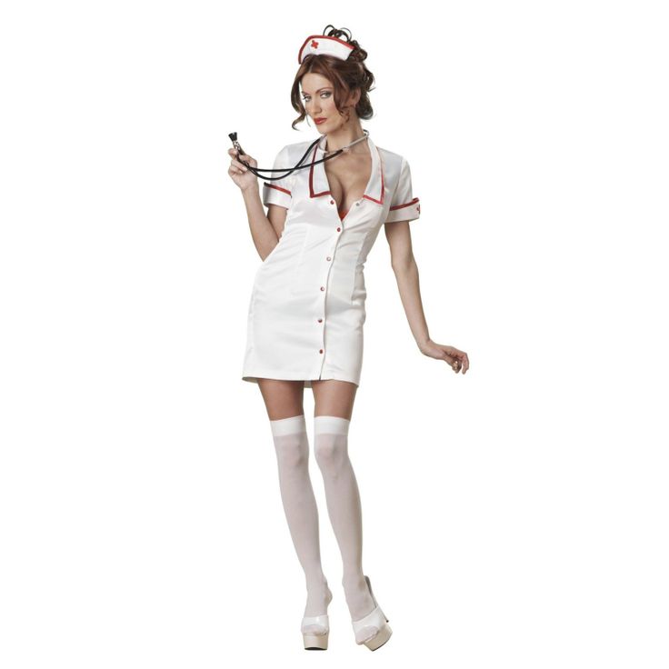 a woman dressed as nurse holding a stethoscope