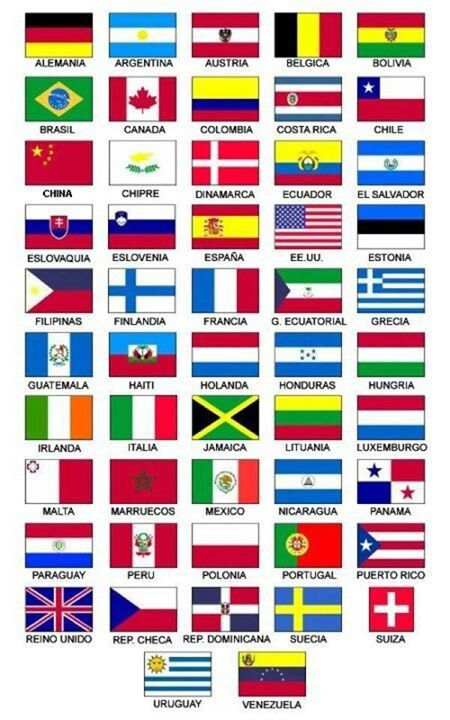 the flags of all countries are shown in this poster, which shows their country's name