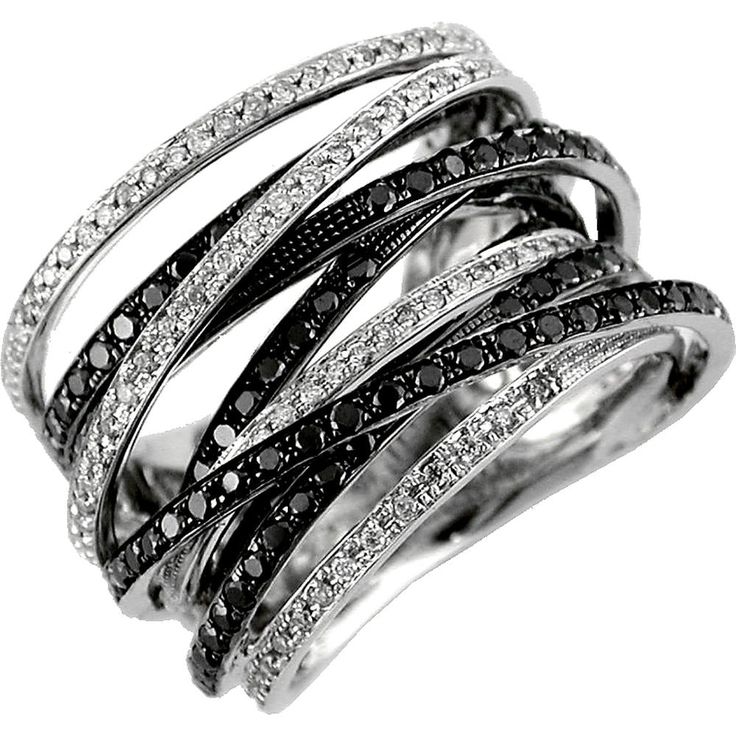 Royal 14K White Gold Black Diamond and Diamond Ring - 1.40 Carat Black Diamond, 0.33 Carat Total Diamond Weight Black And White Diamond Ring, Fine Jewelry Black Evening Rings, Modern Black Rings For Evening, Black Fine Jewelry Rings For Evening, Luxury Women's Black Diamond Rings, Elegant Rings With Black Diamonds, Black Diamond Rings For Women, Modern Black Diamond Cut Rings, Black Multi-stone Wedding Rings