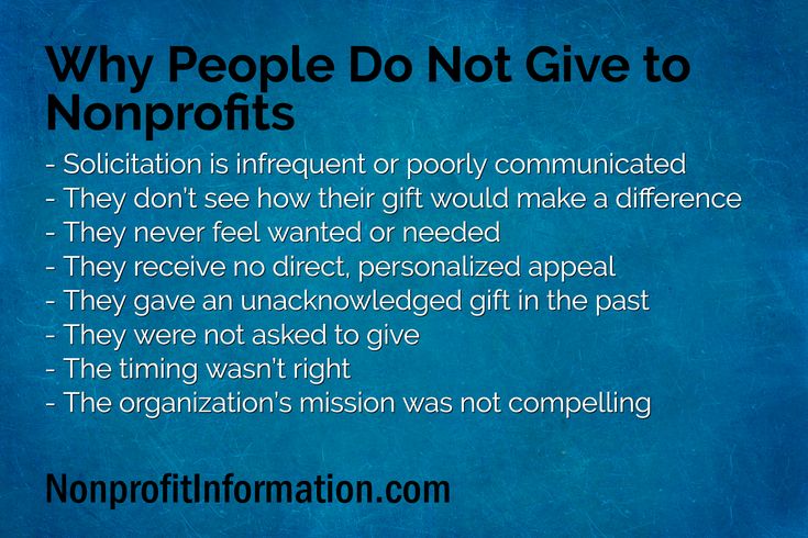 a blue background with the words why people do not give to non profits