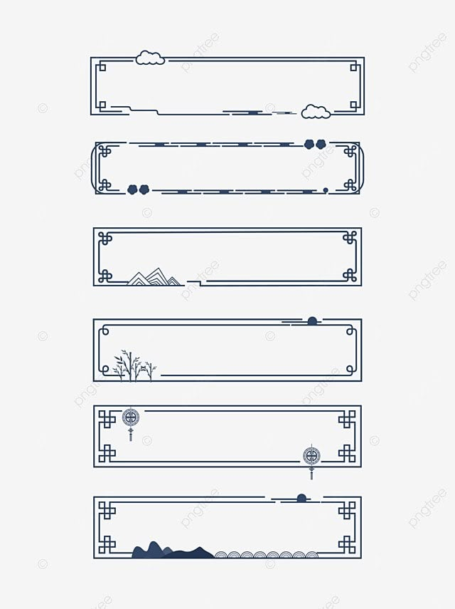 four different lines with mountains and trees in the background, line, border png and psd