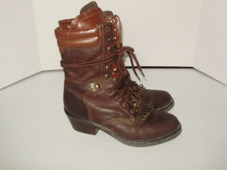 Double H Sz 8 Medium  Women’s Brown Leather Lace Up Boots 1088 Kiltie  #DoubleH #RidingBoots #CasualOutdoorWork Brown Leather Lace Up Boots, Leather Lace Up Boots, Leather Lace, Lace Up Boots, Leather And Lace, Wedge Boot, Riding Boots, Combat Boots, Brown Leather