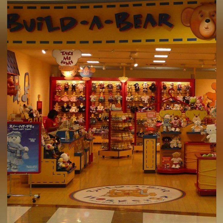 the inside of a toy store with stuffed animals