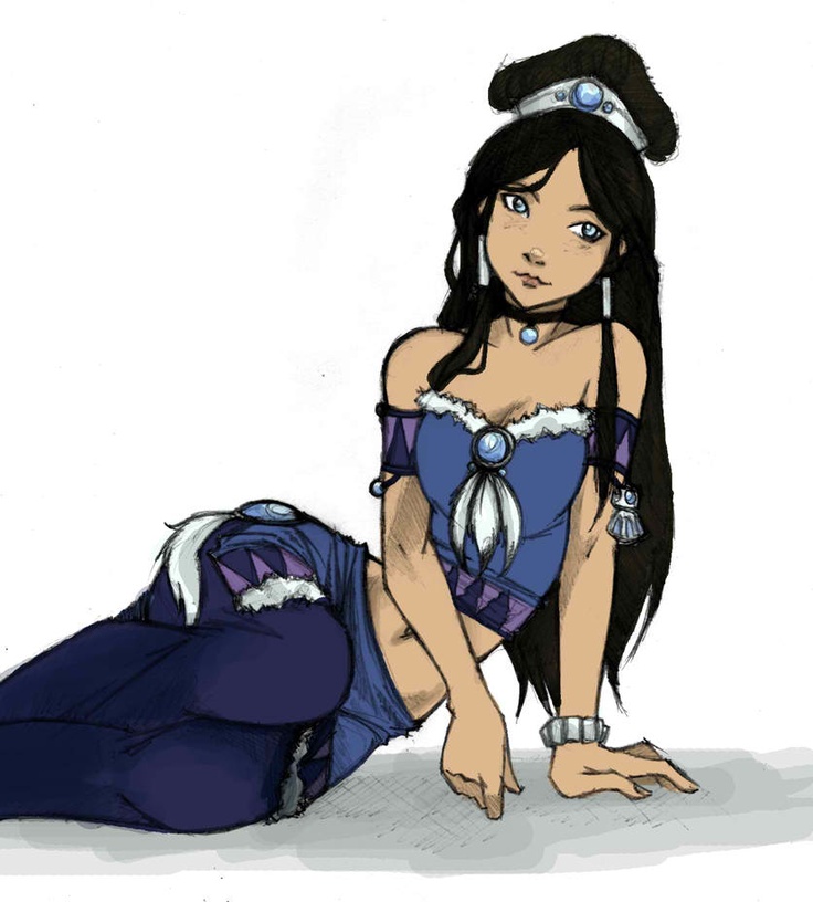 an image of a cartoon character with long hair and blue dress sitting on the ground