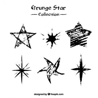 grunge star collection in black and white