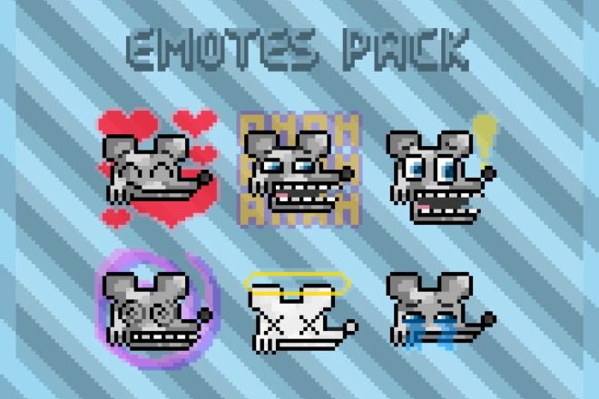 the emotees pack is shown in pixel art