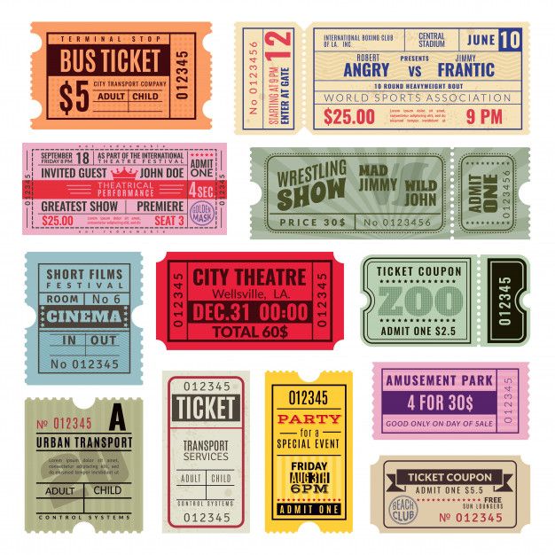 several different types of tickets with numbers and times on them stock photo - free image