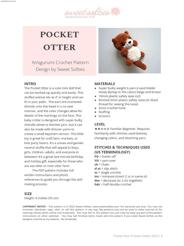 an image of a brochure with a teddy bear in the center and text that reads pocket otter