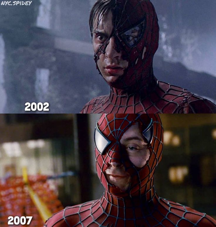 two images of spider - man and the amazing spider - man, one has his eyes closed