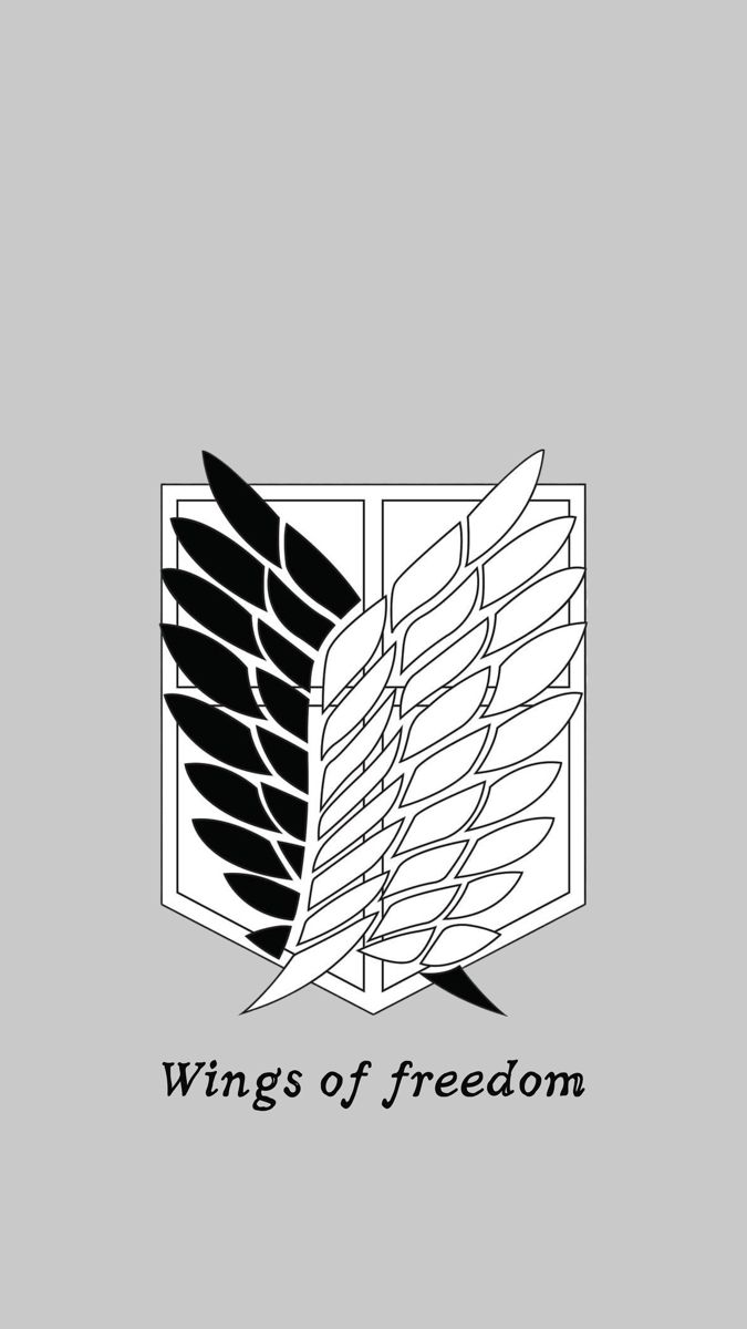 the wings of freedom logo is shown in black and white on a light gray background