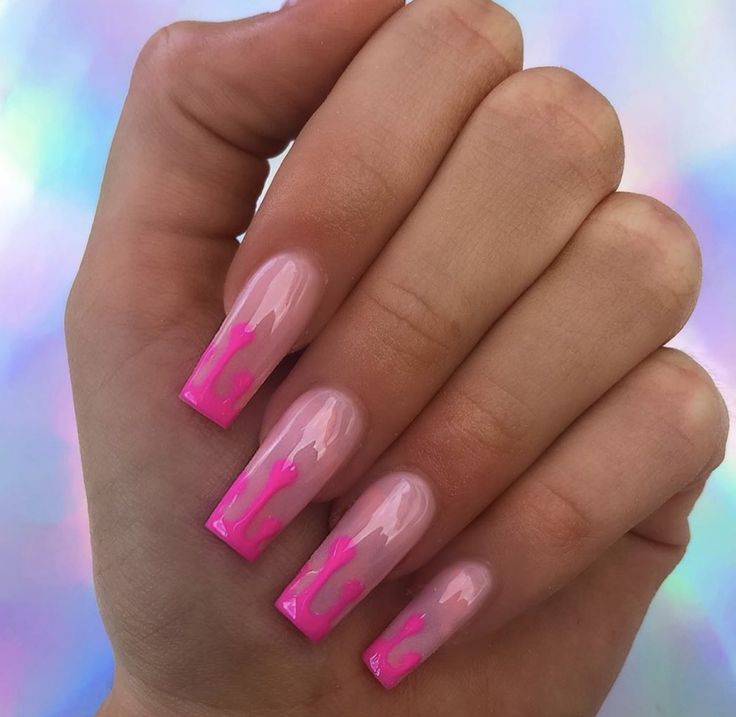 Hot pink drip acrylic nails #pink #nails #acrylic #acrylicnails Pink Drip Nails, Nails Hot Pink, Wine Red Nails Acrylic, White And Green Nails, Red Nails Acrylic Square, Nails Acrylic Square Long, Nails Acrylic Almond, Pink Tip Nails, Red Nails Acrylic