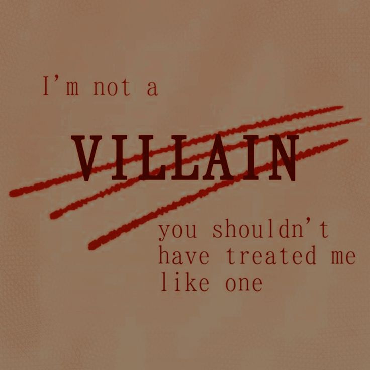 the words i'm not a villain are written in red on a beige background