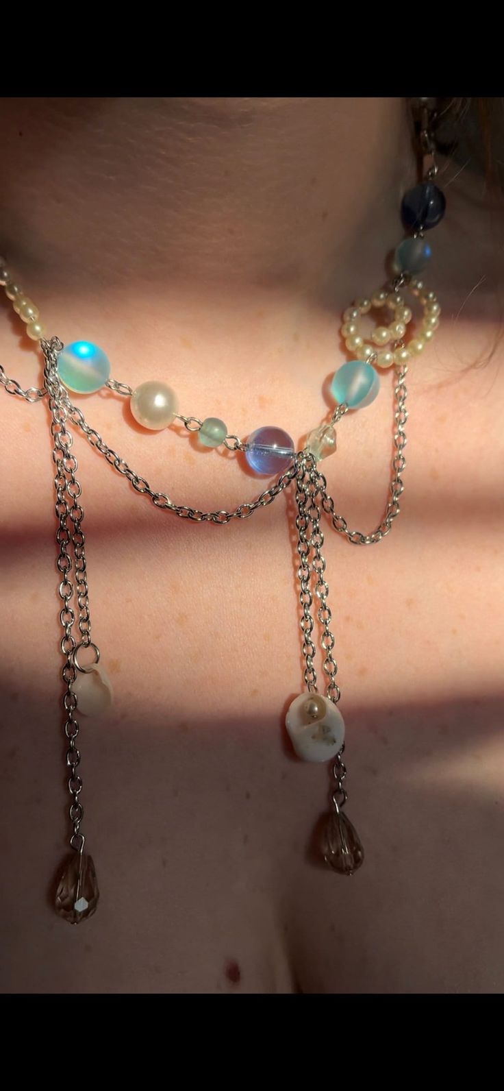 Blue mermaid core necklace choker  Beaded and handmade by me Mermaid Inspired Fashion, Mermaidcore Accessories, Mermaid Necklace Aesthetic, Mermaid Core Jewelry, Mermaid Aesthetic Outfit, Ocean Outfits, Mermaid Shoes, Mermaid Accessories, Ocean Inspired Jewelry