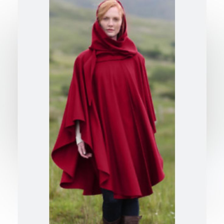 Molina Gorgeous Dark Crimson Red Hooded Cape With Scarf. Nwot Cashmere Wool Blend Approximately 42 Inches Long One Size (See Label) Last Three Photos With Models Are For Reference Only. Red Cape For Fall Outerwear, Red Cape Outerwear For Fall, Hooded Red Poncho For Fall, Red Hooded Poncho For Fall, Red Hooded Cape, Cape Cloak, Hooded Cape, Hooded Cloak, Crimson Red