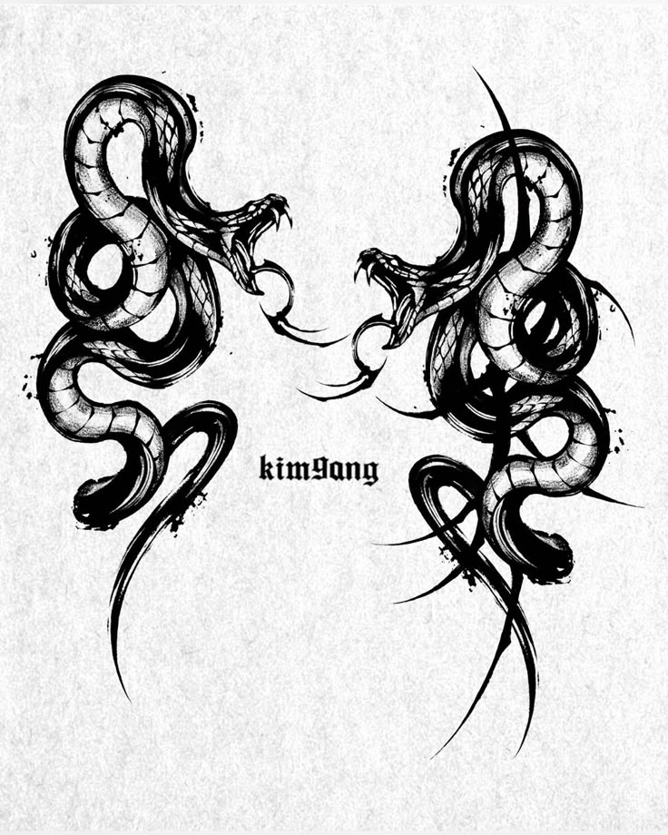 two black and white snakes with the words kimonog