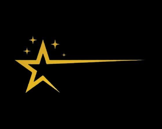 a gold star on a black background