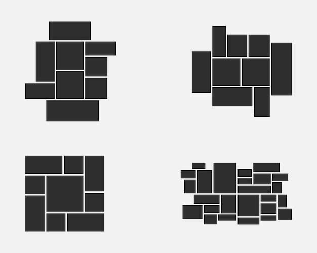 four different black and white squares are arranged in the shape of rectangles on a gray background