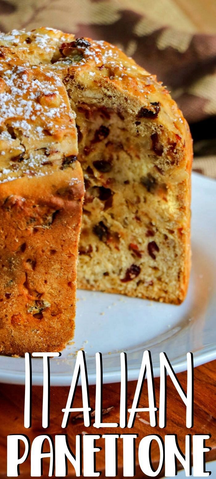 a close up of a cake on a plate with the words italian panettoe