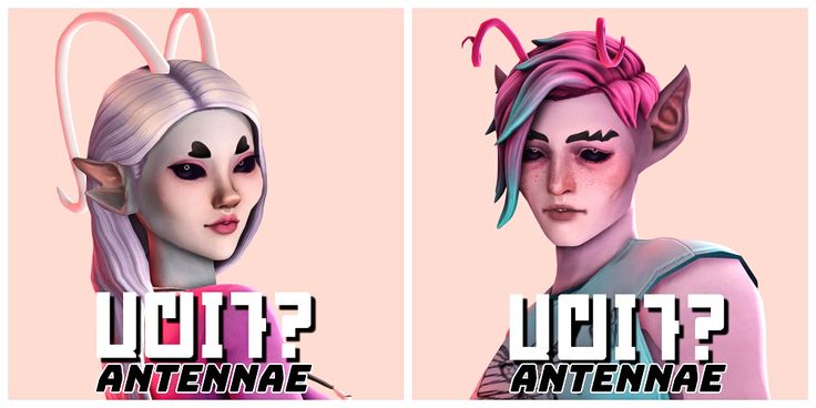 two different types of female avatars with pink hair and white skin, one is wearing an