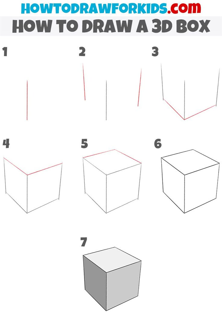 how to draw a 3 d box step by step instructions for kids and beginners