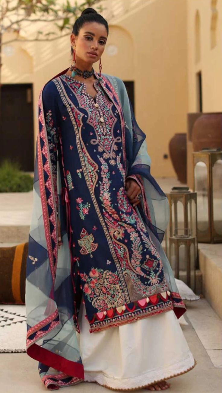 Elan Lawn, Lawn Designs, Lawn Suit, Unstitched Suits, Lapis Blue, Lawn Suits, Organza Dupatta, Blue Frames, Summer Collection