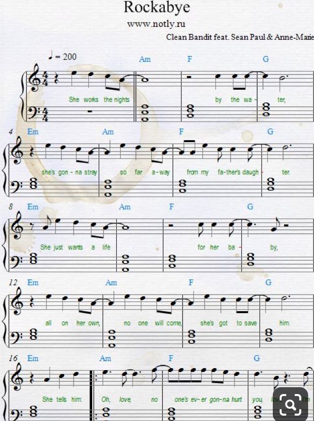 sheet music with the words rockabye on it