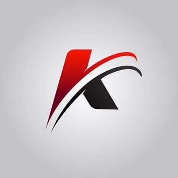 the letter k logo is red and black