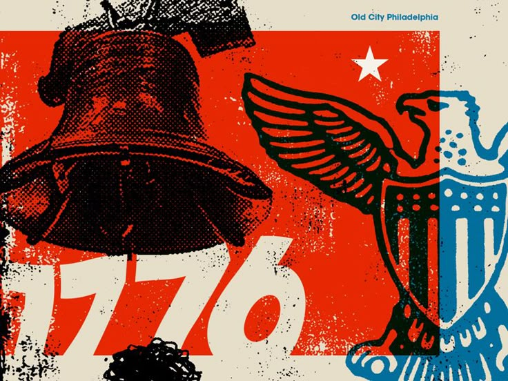 an image of a poster with a bell and eagle on the back ground, which reads 76th anniversary