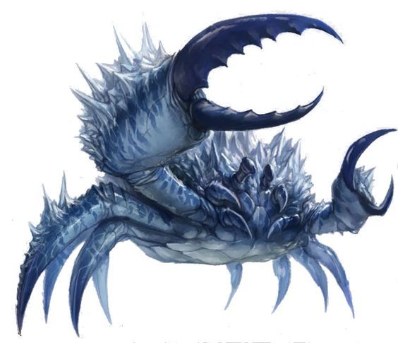 an image of a blue creature with sharp teeth and claws on it's head