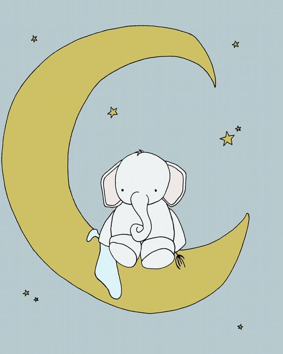 an elephant sitting on the moon with stars