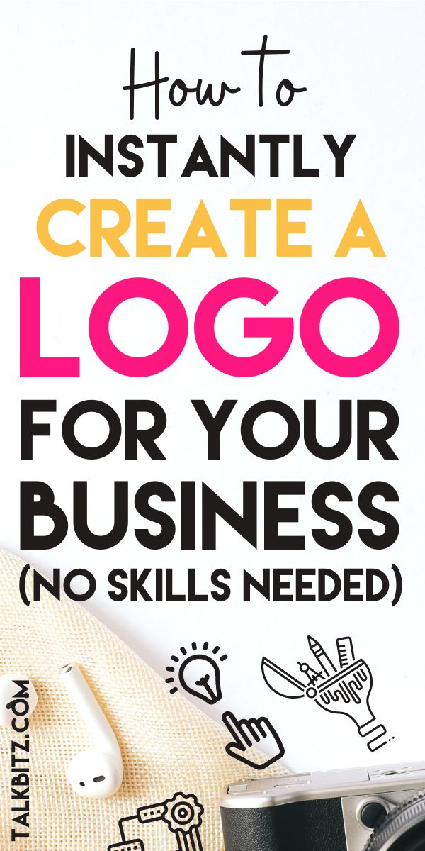 a camera, headphones and a bag with the words how to create a logo for your business no skills needed