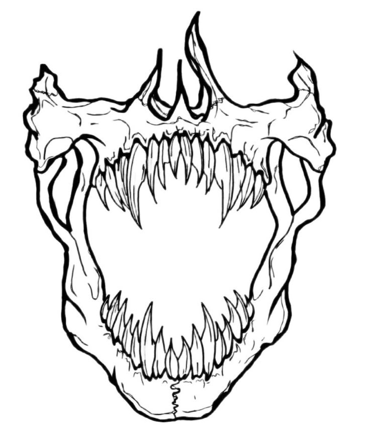 a drawing of a monster's mouth with sharp teeth