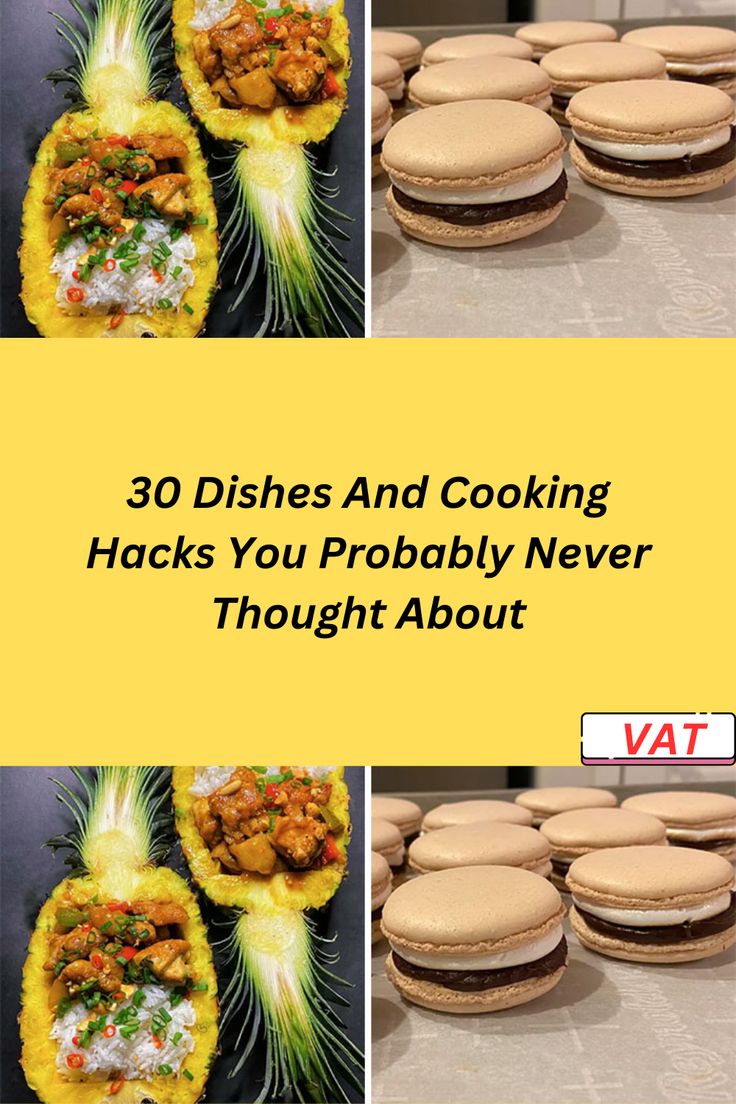 three pictures with the words 30 dishes and cooking hacks you probably never thought about