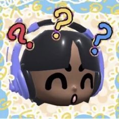 a cartoon character wearing headphones with question marks on their ears