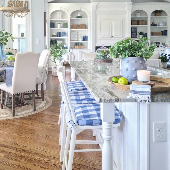 the kitchen is clean and ready to be used as a dining room or family room