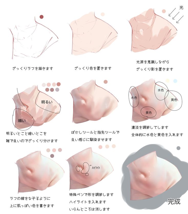 an image of different types of breast shapes in japanese text and english characters on the bottom right corner