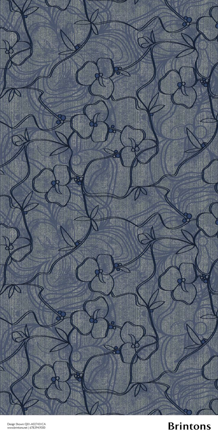 an abstract blue background with swirls and lines in the form of flowers on it