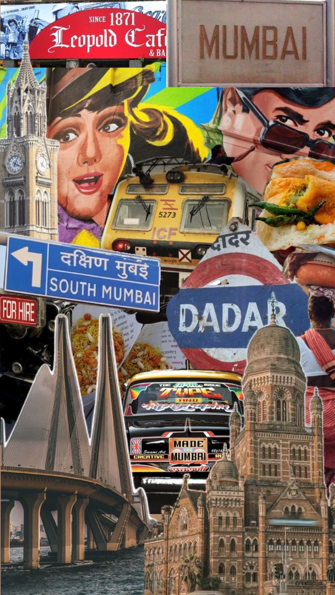 a collage of various street signs in different languages and pictures, including the names of major cities