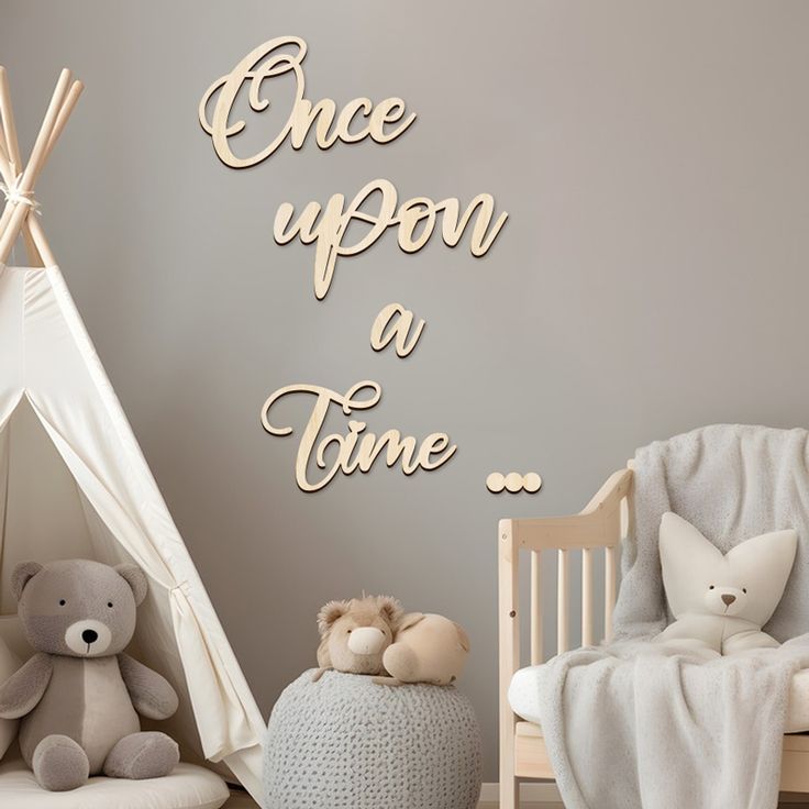 a child's room with a teepee and teddy bear