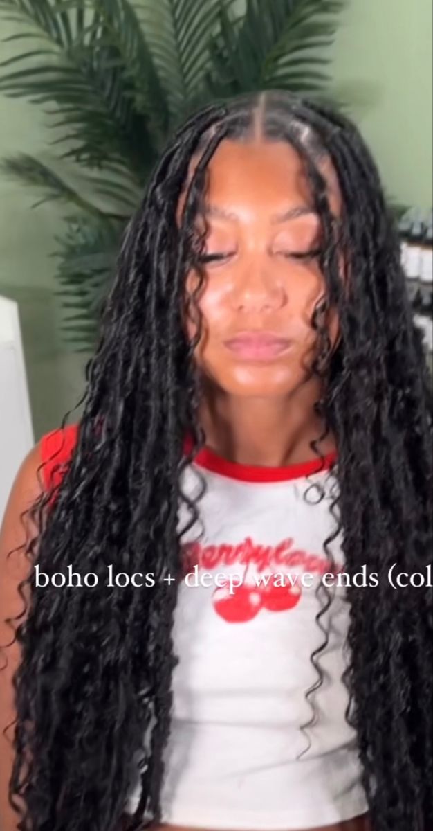 Blonde Braids Curly Ends, Blonde Bohemian Locs, Boho Locs Black Women, Boho Locks, Boho Soft Locs, Vacay Hair, Baddie Hair, Curly Faux Locs, Boho Locs