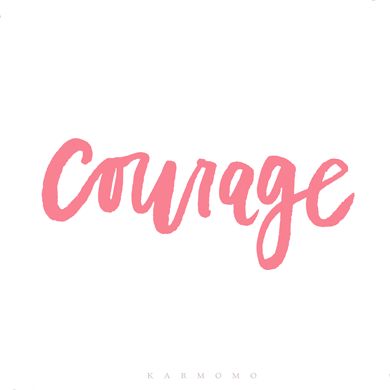 the word courage written in pink ink on a white background