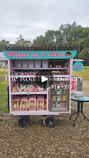 an ice cream cart is set up outside