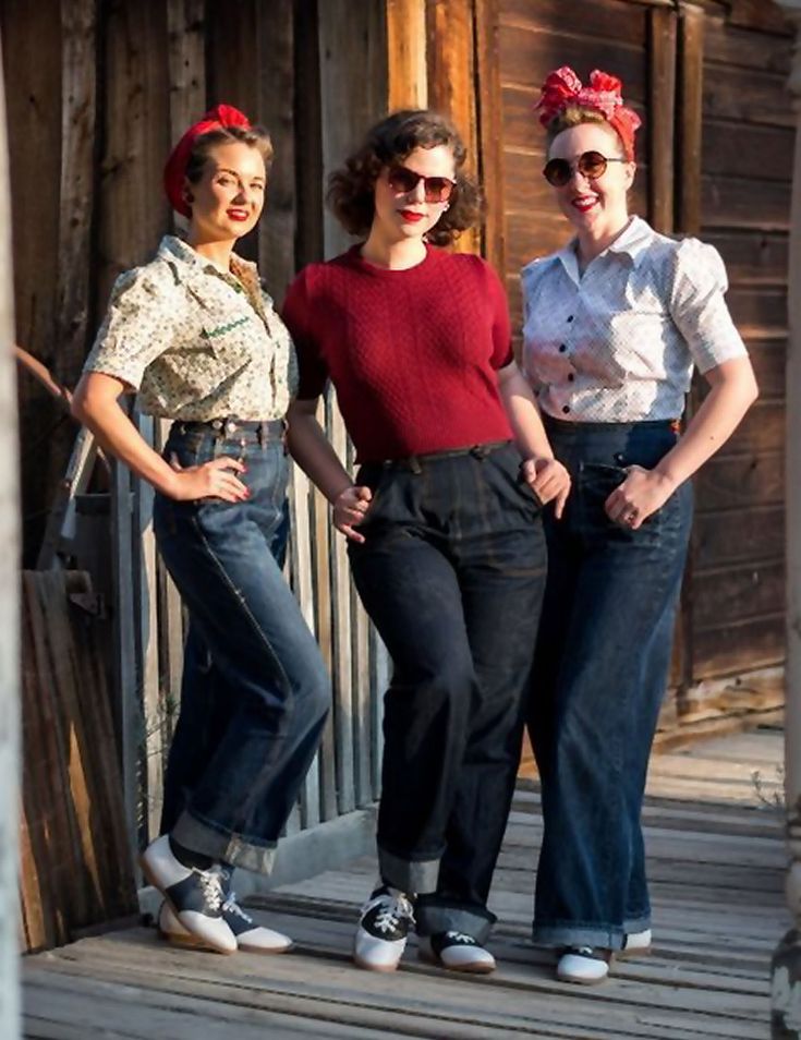 RockaBilly Girls 181 50s Outfit Inspiration, Outfit 50s Mujer, Rockabilly Girl Outfit, 1950s Outfit Ideas, 40s Costume, Fifties Outfits, Rosie The Riveter Costume, 50s Outfit, 1940s Party